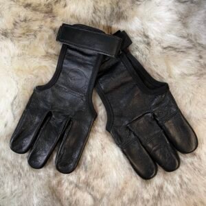 Black with Black Trim 3 Finger Shooting Glove